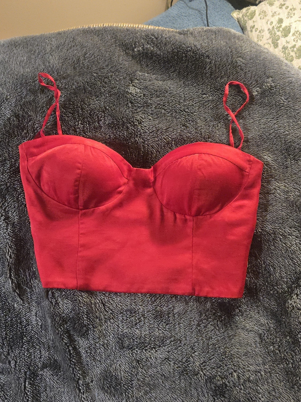 Zara Red Bustier Crop Top with Adjustable Straps